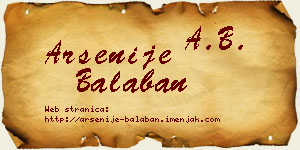 Arsenije Balaban vizit kartica